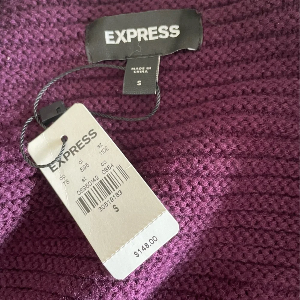 NWT Express Purple Sweater with Jeweled Neckline Size Small